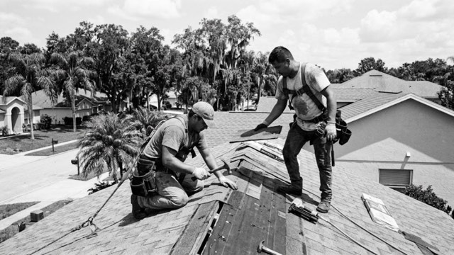 Roof Repair in progress at an Orlando, FL property